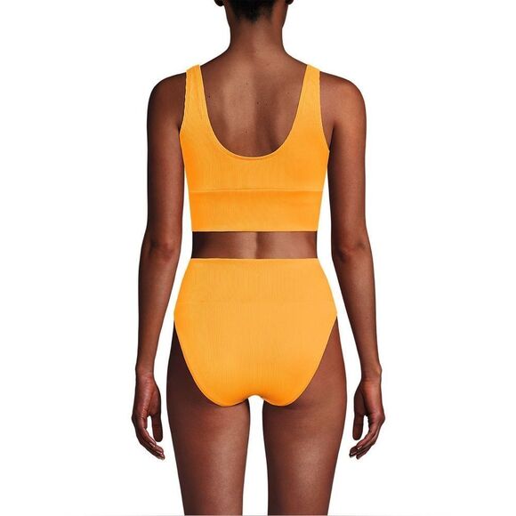 Land's End Tankini Top Tuggless Ribbed Swim Sweet Mango Ottoman Medium - Picture 3 of 7